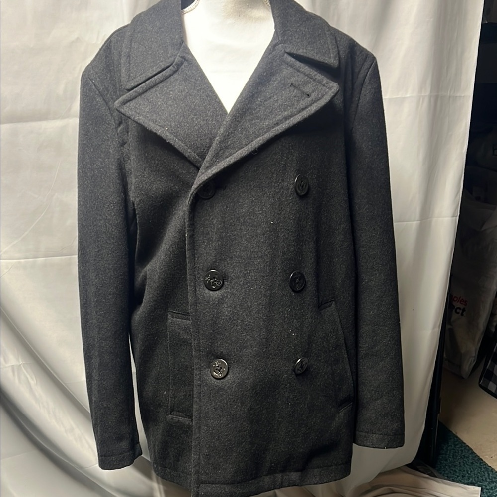 Men's Gray Peacoat